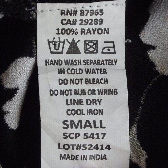 ELAN Mini Dress, S, Black/Off-White Floral, Long sleeves, Choker/Keyhole - Picture 11 of 14